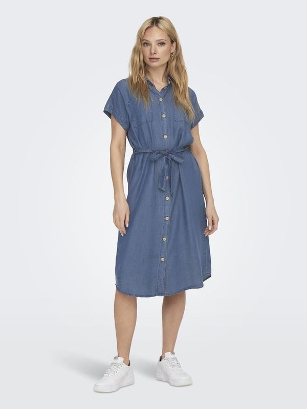 Only Navy blue women's denim shirt dress ONLY Pema