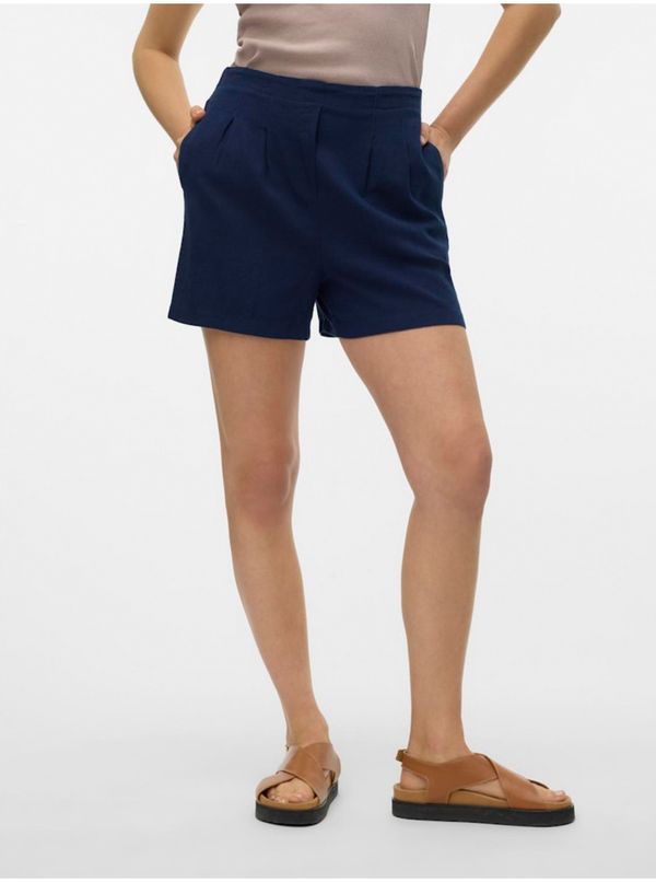 Vero Moda Navy blue women's shorts with linen Vero Moda Jesmilo - Women
