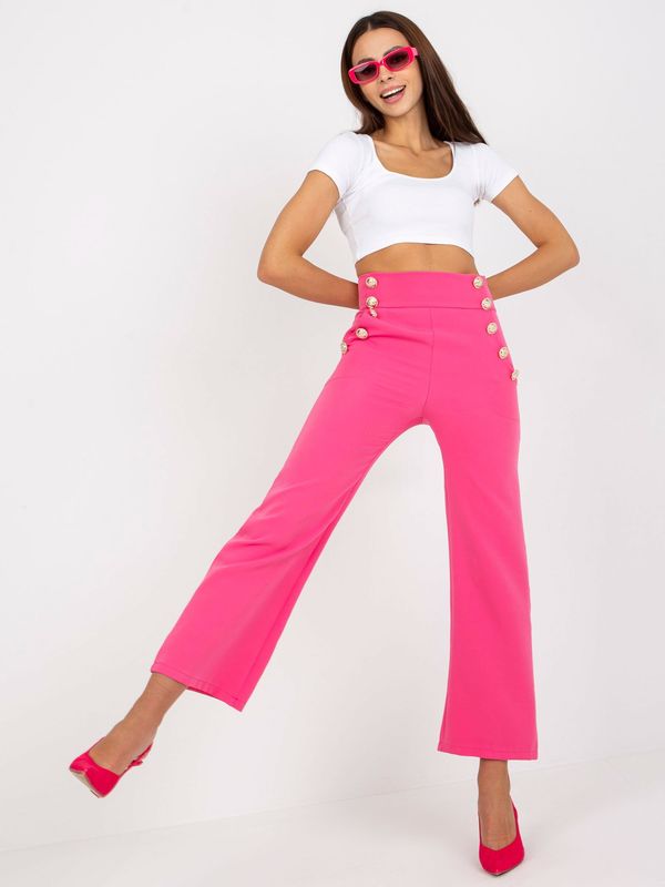 Fashionhunters Navy pink women's suit trousers with high waist