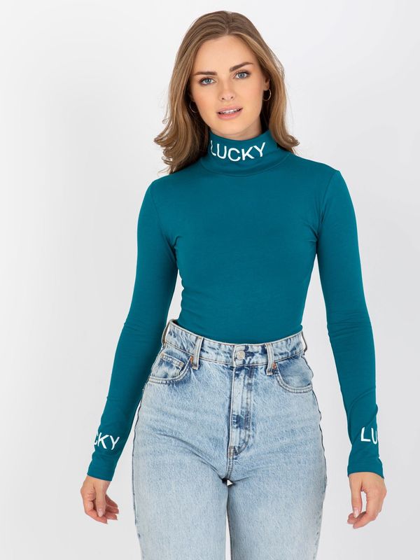 Fashionhunters Navy turtleneck blouse with Yarina inscriptions