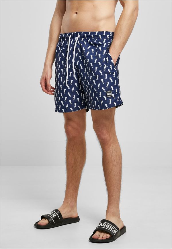 Urban Classics Navyseahorse pattern swimsuit shorts