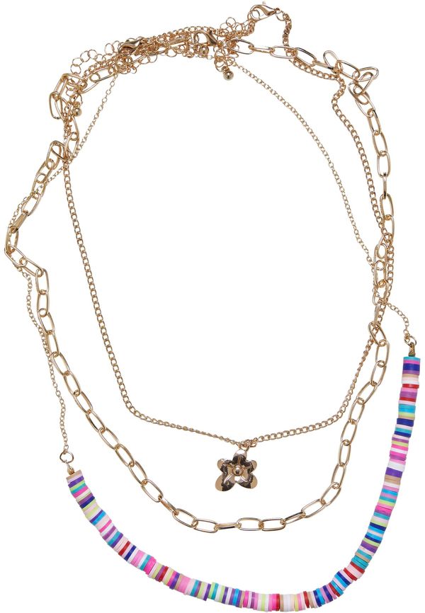 Urban Classics Accessoires Necklace with floral bead assorted layers 3-pack gold