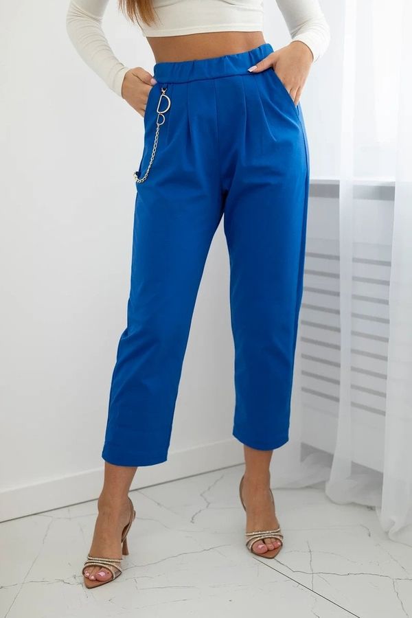 Kesi New punto trousers with a cornflower blue chain