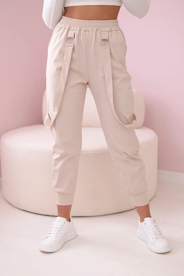 Kesi New punto trousers with beige decorative straps