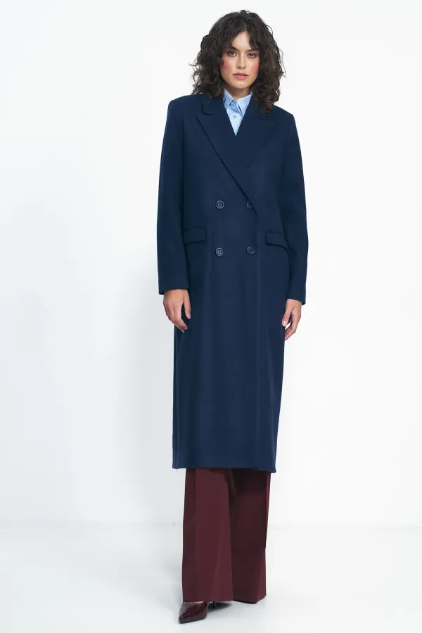 Nife Nife Woman's Coat PL20 Navy Blue