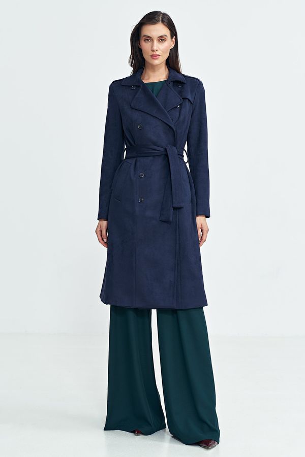 Nife Nife Woman's Coat PL22 Navy Blue