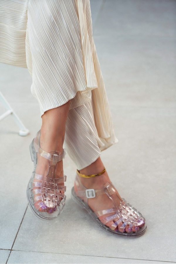 NİŞANTAŞI SHOES NİŞANTAŞI SHOES Anderline Transparent Glittering Belt Detail Women's Sandals