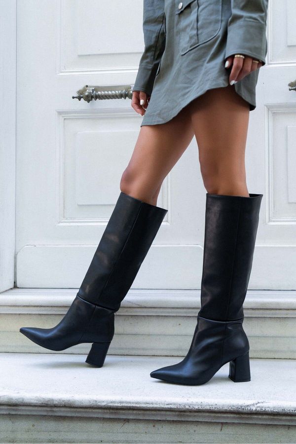 NİŞANTAŞI SHOES NİŞANTAŞI SHOES Briar Black Matte Pointed Toe Women's Heeled Boots