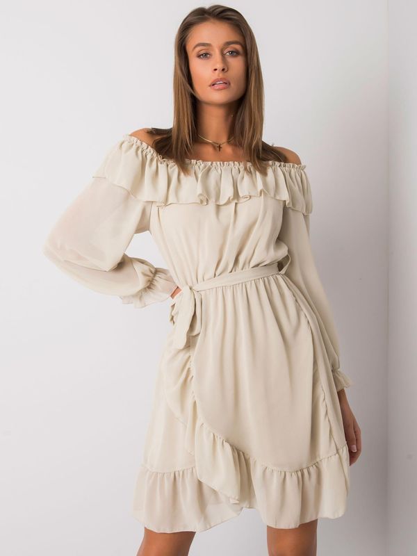 Fashionhunters OCH BELLA Beige dress with long sleeves