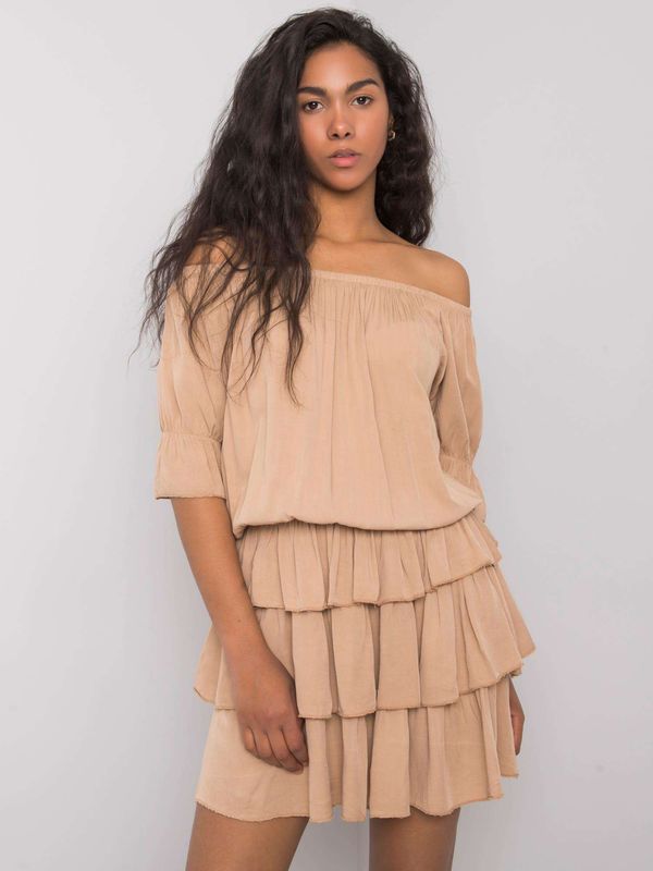 Fashionhunters OCH BELLA Camel Spanish dress with ruffles