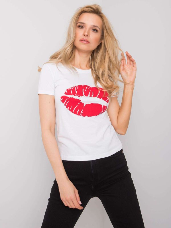 Fashionhunters OCH BELLA White cotton T-shirt with print