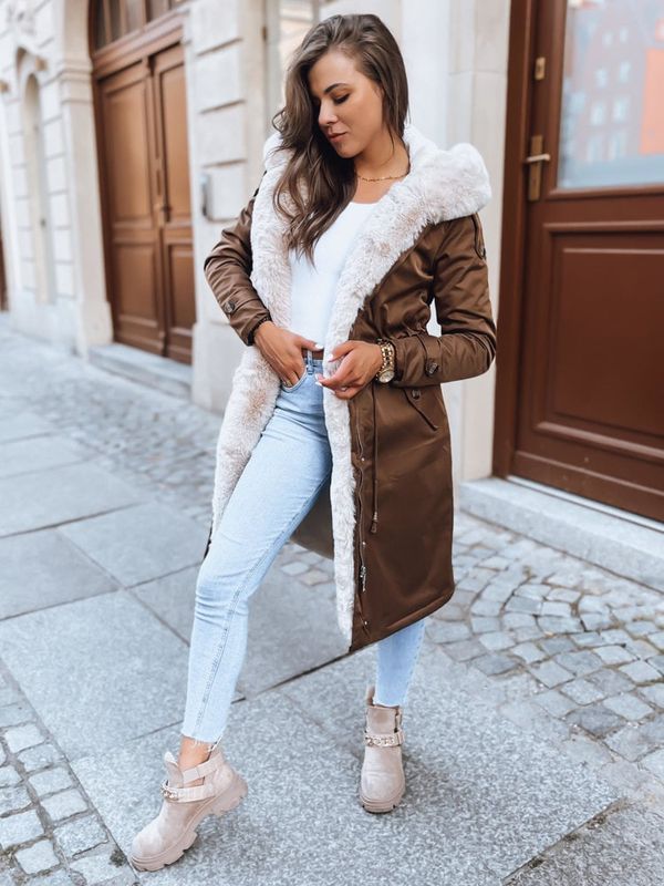 DStreet Ocieplana parka damska HARPERSOFT coffee Dstreet