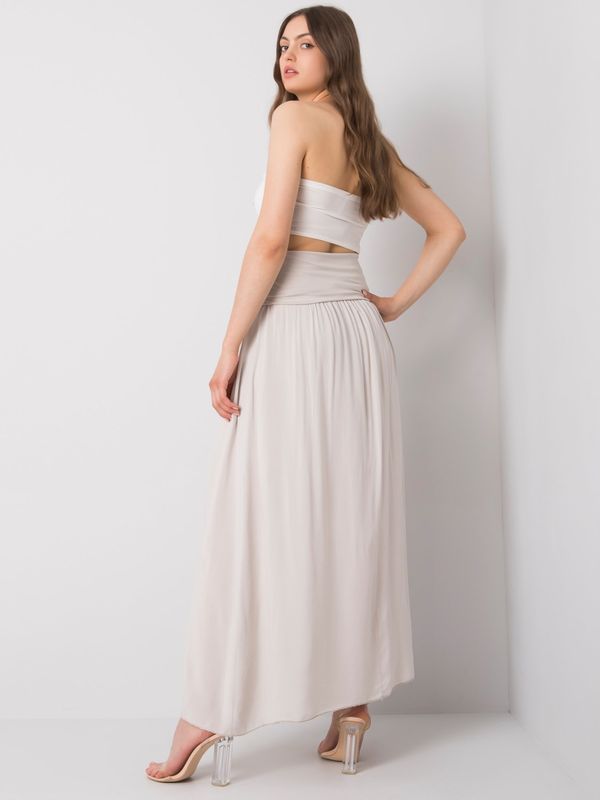 Fashionhunters OH BELLA Beige Long Skirt