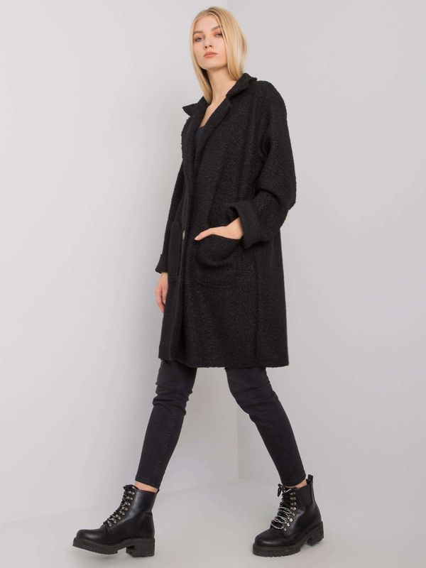 Fashionhunters OH BELLA Black bouclé coat