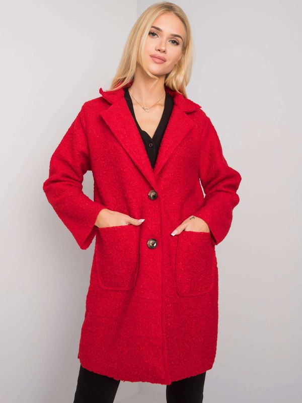 Fashionhunters OH BELLA Red bouclé coat