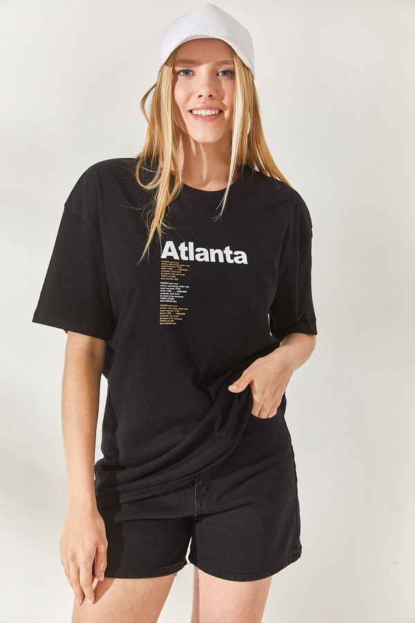 Olalook Olalook Black Atlanta Front Back Printed T-Shirt