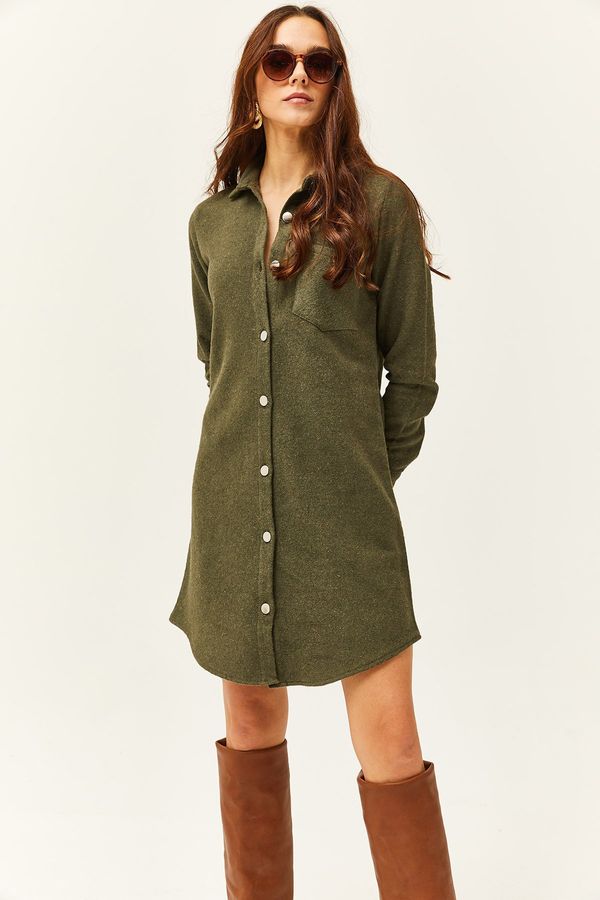 Olalook Olalook Women's Khaki Stash Shirt Dress