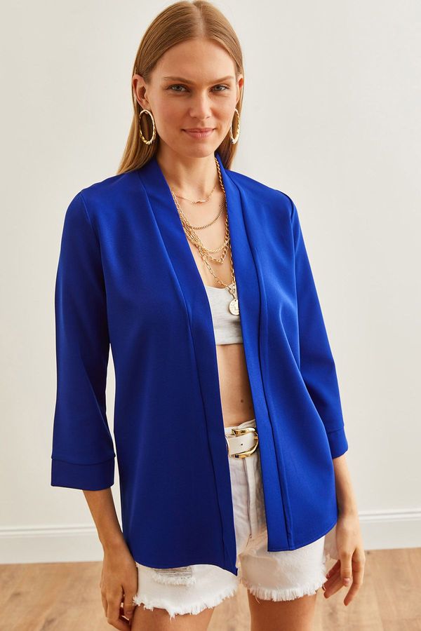 Olalook Olalook Women's Sax Blue Shawl Collar Atlas Jacket