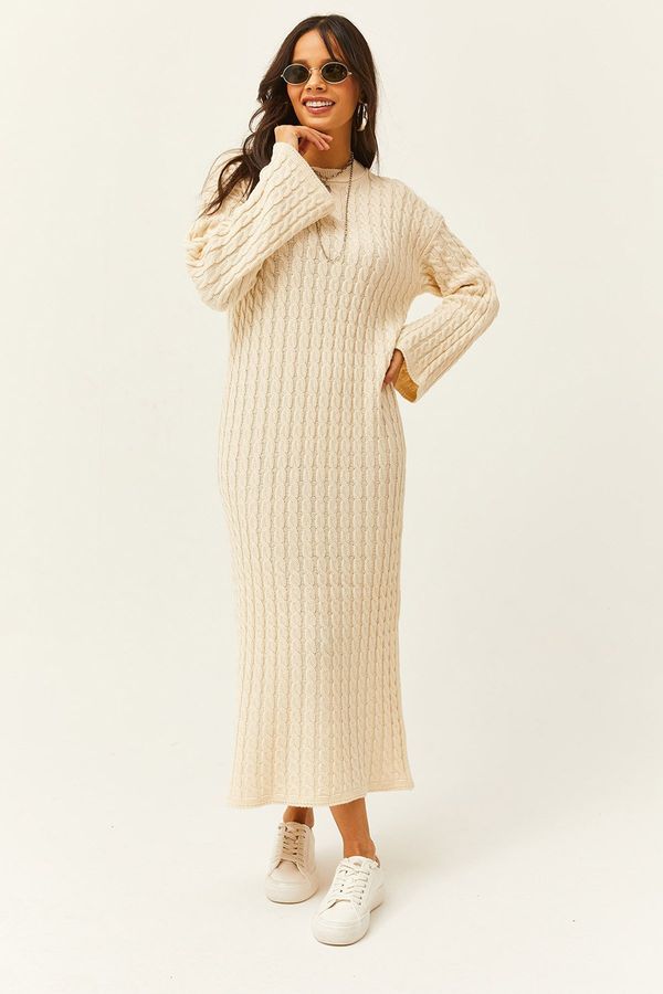 Olalook Olalook Women's Stone Hair Braided Long Knitwear Dress