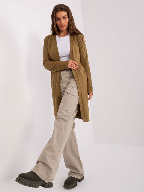 Fashionhunters Olive Green Women's Long-Sleeved Cardigan
