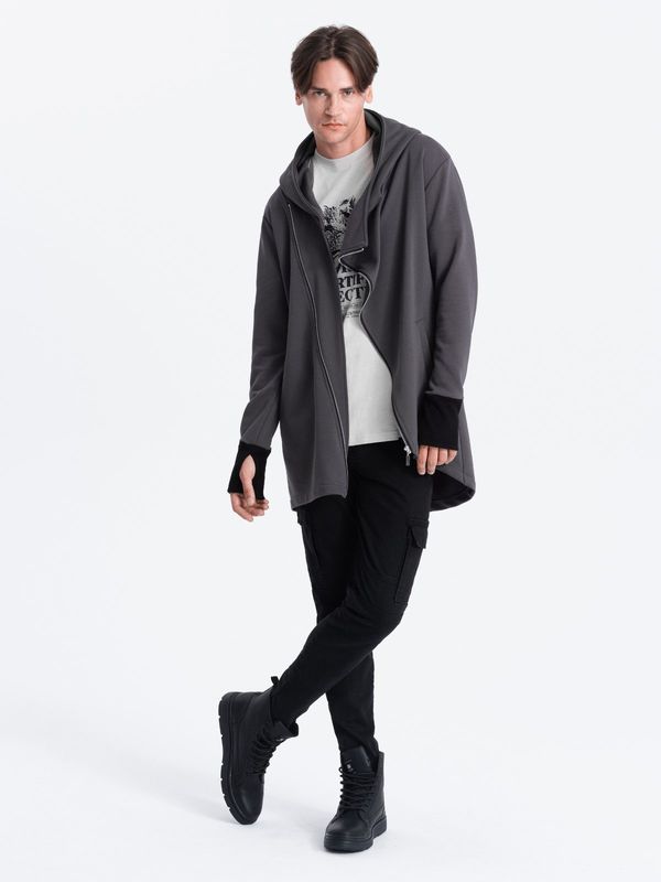 Ombre Ombre Asymmetrical men's sweatshirt with a spacious hood NANTES