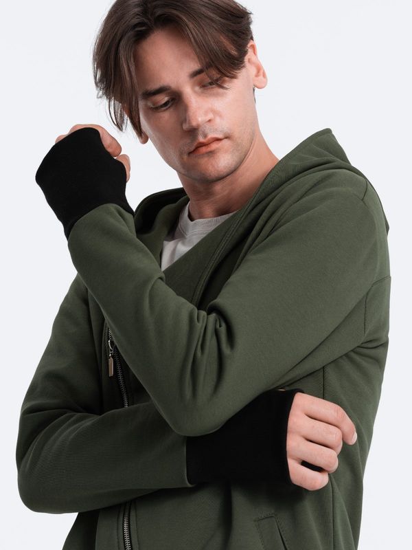 Ombre Ombre Asymmetrical men's sweatshirt with a spacious hood NANTES