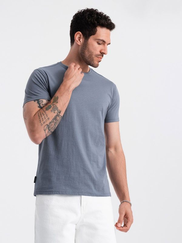 Ombre Ombre BASIC men's classic cotton T-shirt - blue denim