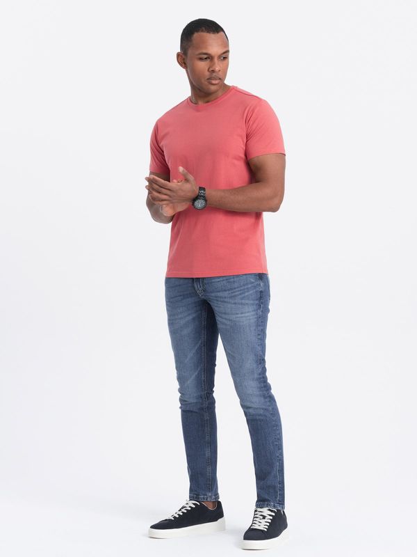 Ombre Ombre BASIC men's classic cotton T-shirt - coral