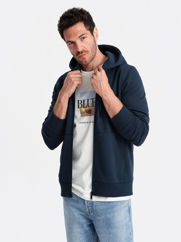 Ombre Ombre BASIC men's cotton stretch sweatshirt - navy blue