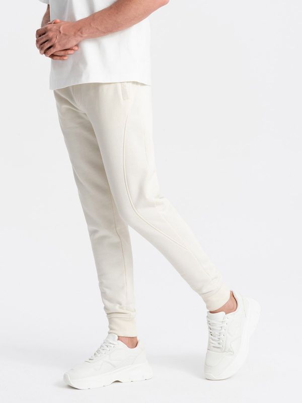 Ombre Ombre BASIC men's cotton sweatpants joggers - cream