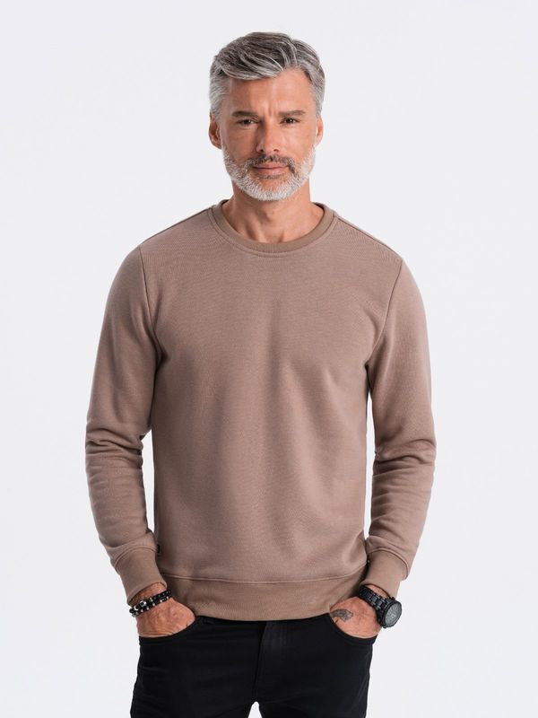 Ombre Ombre BASIC men's hoodless sweatshirt - light brown