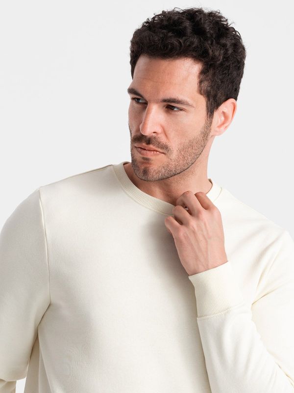 Ombre Ombre BASIC men's non-stretch cotton sweatshirt - cream