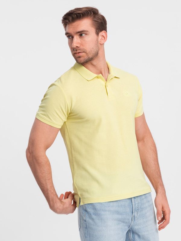 Ombre Ombre BASIC men's single color pique knit polo shirt - yellow