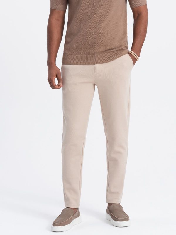 Ombre Ombre CARROT men's pants in structured two-tone knit - beige