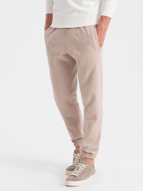 Ombre Ombre CARROT men's structured knit sweatpants - beige