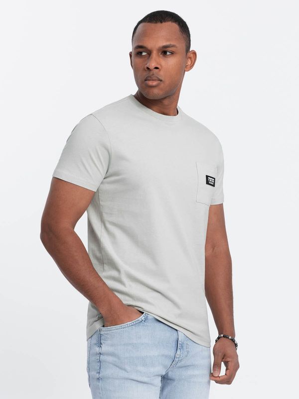 Ombre Ombre Casual men's t-shirt with patch pocket - pale green
