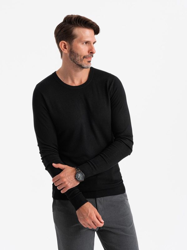 Ombre Ombre Classic men's sweater with round neckline - black