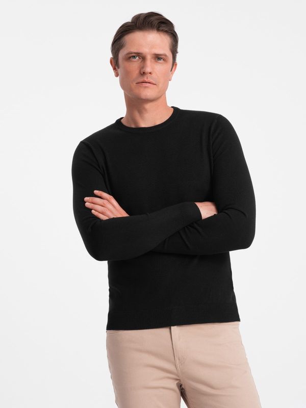 Ombre Ombre Classic men's sweater with round neckline - black