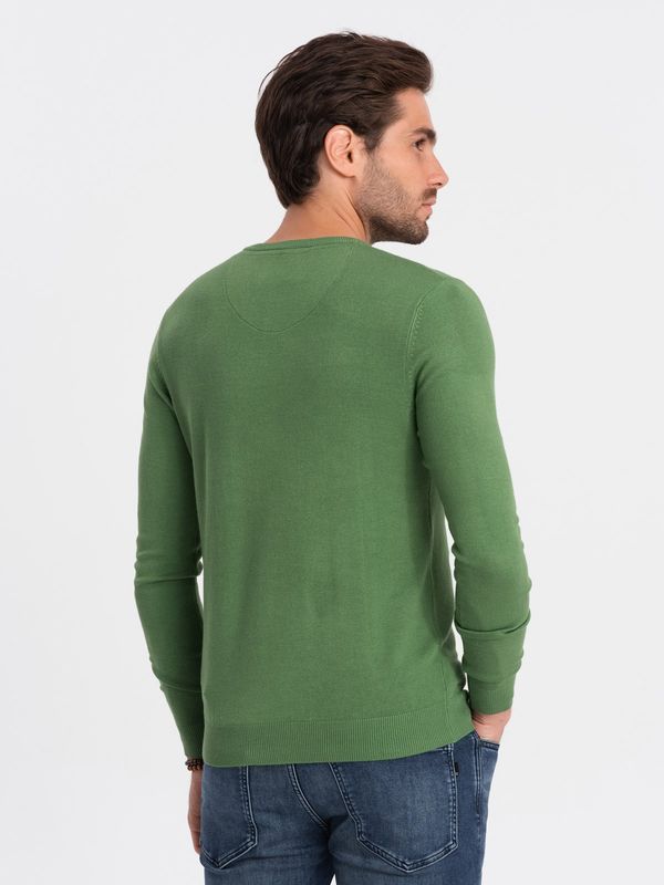 Ombre Ombre Classic men's sweater with round neckline - green