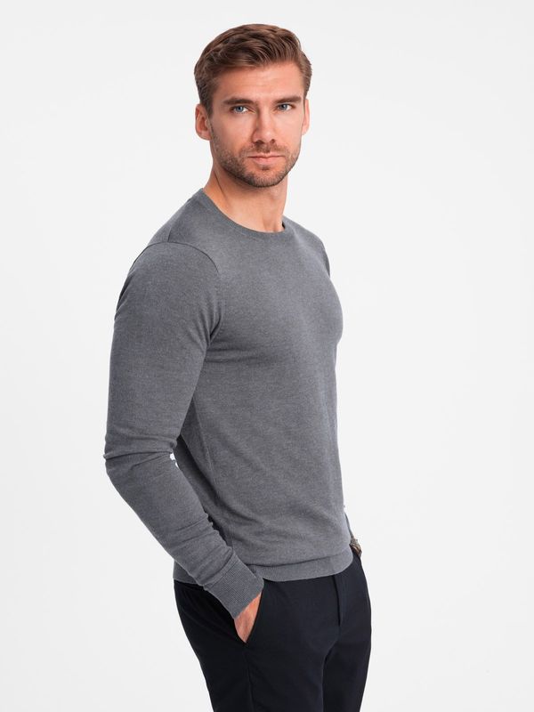 Ombre Ombre Classic men's sweater with round neckline - green