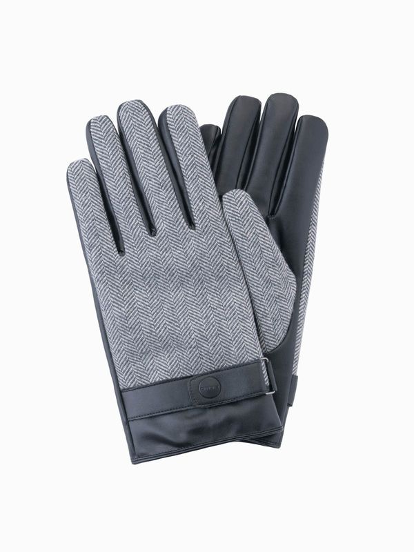 Ombre Ombre Elegant men's mixed material gloves - grey melange