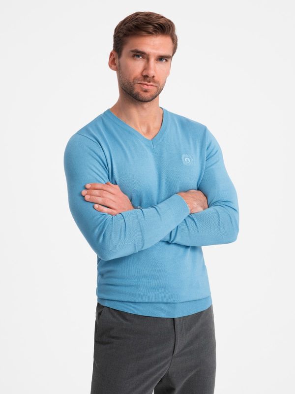 Ombre Ombre Elegant men's sweater with a v-neck - navy blue