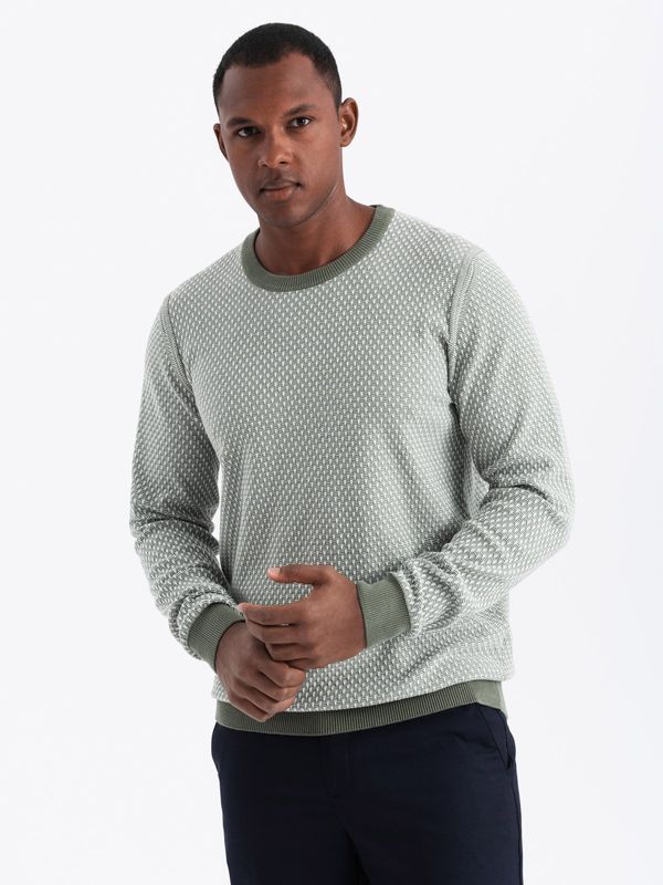 Ombre Ombre Knitted men's RELAXED FIT sweater with patterns - olive