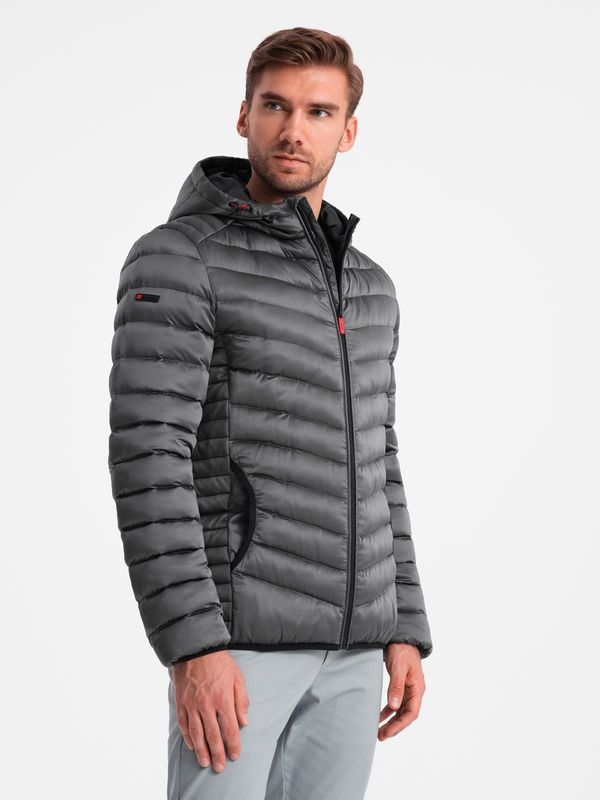 Ombre Ombre Lightly insulated quilted men's jacket with satin trim - graphite