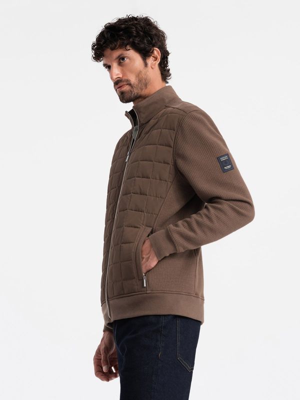 Ombre Ombre Lightweight unzipped men's jacket with quilted front - brown