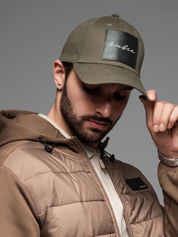 Ombre Ombre Men's baseball cap with visor and large patch - khaki