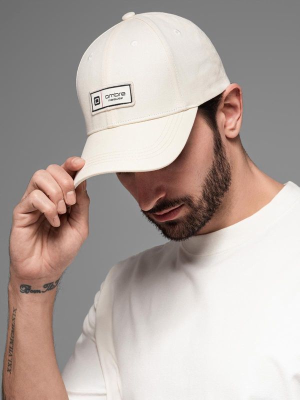 Ombre Ombre Men's baseball cap with visor and patch - cream