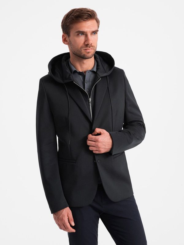 Ombre Ombre Men's blazer with detachable underlining and hood - black