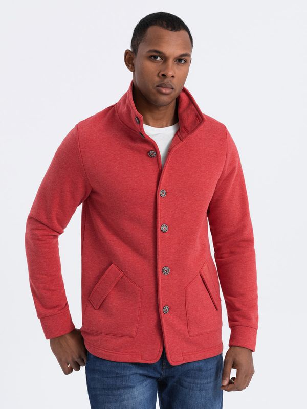 Ombre Ombre Men's casual sweatshirt with button-down collar - red melange