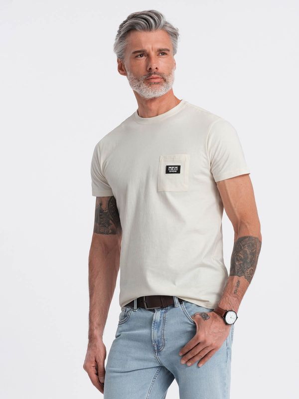 Ombre Ombre Men's casual t-shirt with patch pocket - cream